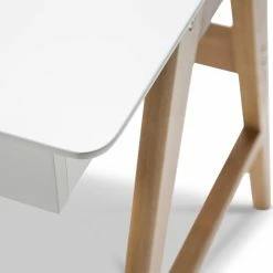 Promo 🥰 Australia Sale - L3 Home Aleksander White & Oak 2 Drawer Writing Desk ⌛ -L3 Home Sales f800bc6e11b240c5971f69dd93231765