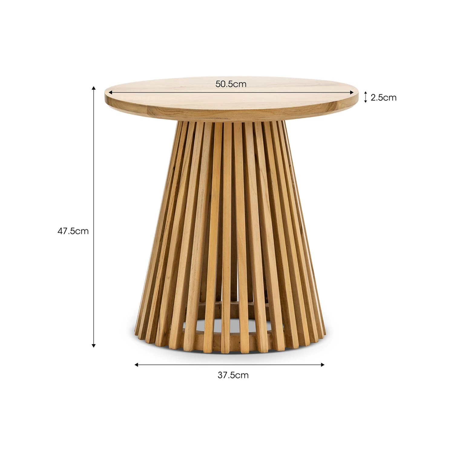 Budget π L3 Home Pedie Round 50cm Natural Solid Teak Wood Slat Side Table - To Australia π 10 Budget π L3 Home Pedie Round 50cm Natural Solid Teak Wood Slat Side Table - To Australia π - Image 8