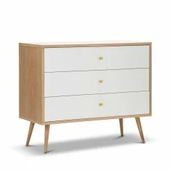 Discount 😉 L3 Home Liena White 3 Drawer Oak Tallboy Chest - To Australia 😍