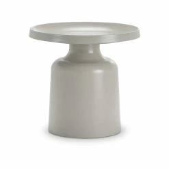 Best Sale 🤩 Australia Sale - L3 Home Palemo Round Dove Grey Steel Pedestal Tray Side Table Light Grey ✨
