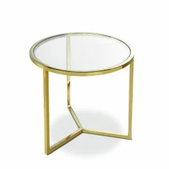 Cheapest ✔️ L3 Home Bianka Polished Gold Round Glass Side Table - To Australia 🎁 -L3 Home Sales fcd29634aa994cf0b85a2c78bab85579